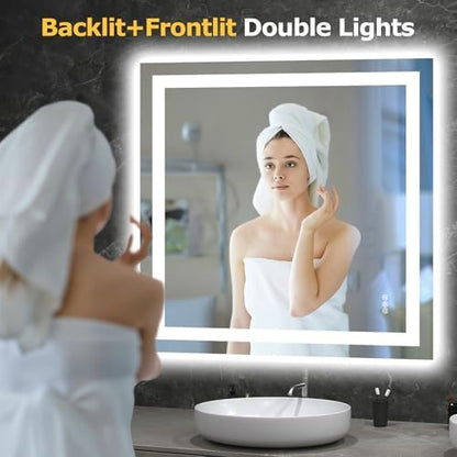 Hivone 36"X36" LED Bathroom Mirror with Lights, UL Listed