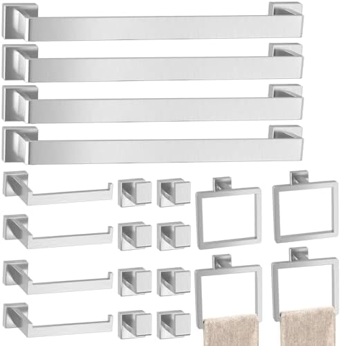 20-Pieces Brushed Nickel Bathroom Accessories Set, 24 Inch Towel Bar Set