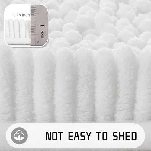 Yimobra Long Bathroom Rugs 44"x24", Extra Soft Non Slip Bath Mat for Tub, Super Absorbent Quick Dry Shaggy Rug Floor Carpet, Machine Washable,White