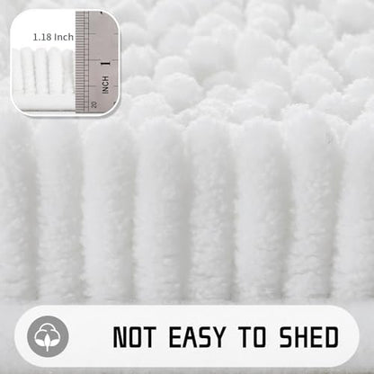Yimobra Washable Bathroom Rugs, Super Soft & Absorbent Chenille Bath Mat for Floor & Carpet, Quick Dry Non Slip Bath Mat for Tub Shower, 32"x20",White