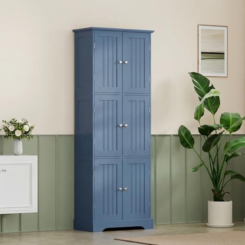 ChooChoo 63.2" Tall Bathroom Storage Cabinet with 6 Doors
