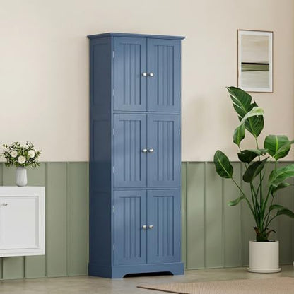 ChooChoo 63.2" Tall Bathroom Storage Cabinet with 6 Doors