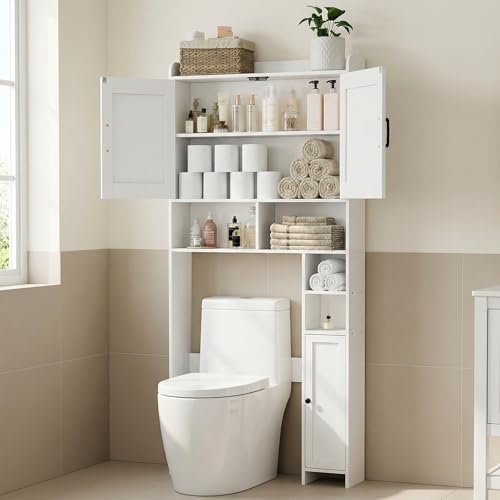Homhedy Wooden Over The Toilet Storage Cabinet with Barn Door