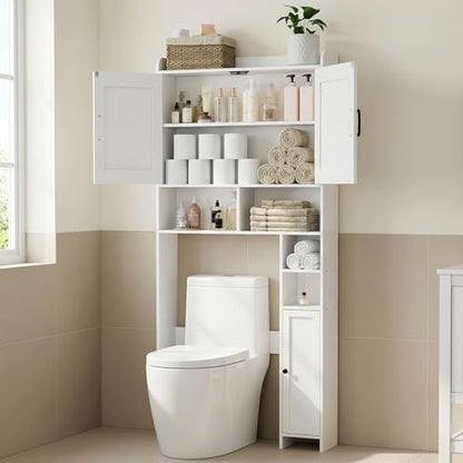 Homhedy Wooden Over The Toilet Storage Cabinet with Barn Door