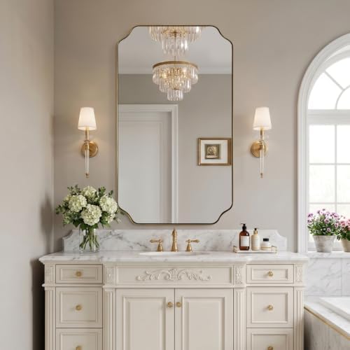 MIRRORART 28x48’’ Gold Bathroom Mirrors for Wall, Full-Length Mirror