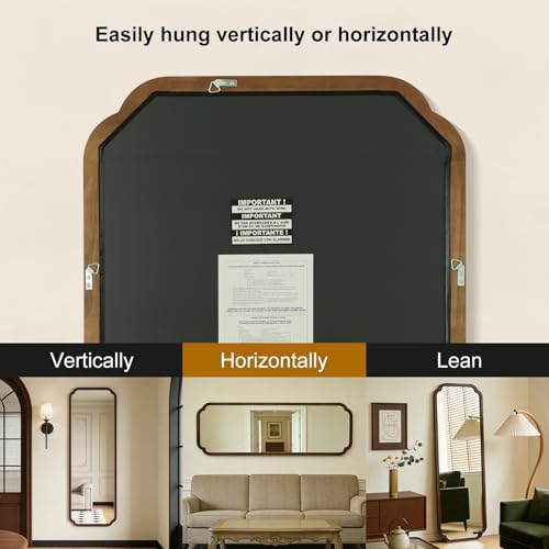 WallBeyond Full Length Mirror Wall Mounted 71"x24", Rustic Wooden Frame Floor Mirror, Large Full Body Mirror for Bedroom, Leaning or Hanging Against Wall (Walnut Solid Wood)