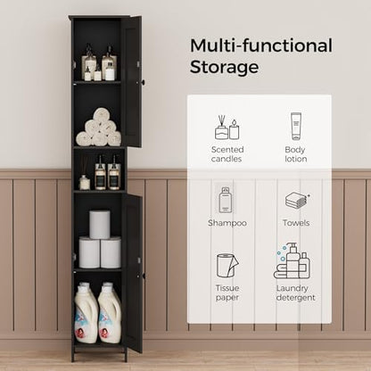 Homleke Tall Bathroom Storage Cabinet with 2 Doors, Slim Bathroom Cabinet