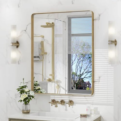 22x30 Inch Gold Framed Bathroom Mirror for Wall