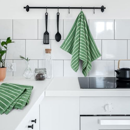 Jacquotha Hand Towels for Bathroom Green Striped - 2-Piece