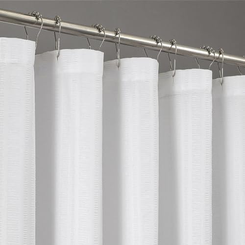 Aiyufeng Moga White Fabric Shower Curtain 78 Inch Long for Bathroom
