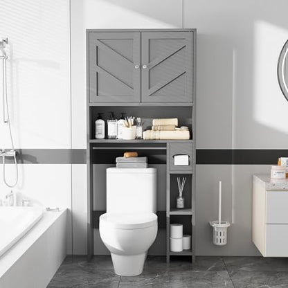 Farmhouse Over Toilet Storage Cabinet, Grey