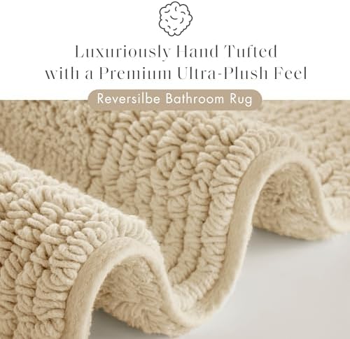Madison Park Splendor Reversible 100% Cotton Bath Rug, 17 x 24, Natural