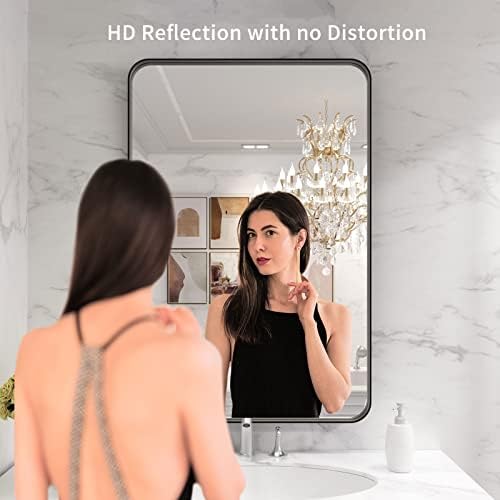 LOAAO 24X36 Inch Black Bathroom Mirror Metal Framed