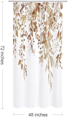 Gibelle Brown Eucalyptus Shower Curtain, Watercolor Floral Print, 48x72