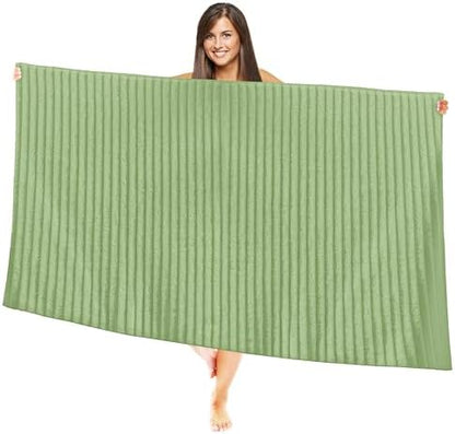 Elegant Comfort 100% Turkish Cotton Corduroy Ribbed Luxury Jumbo Bath Towel Ultra Soft - 35 x 70 Inch - Luxury Spa Premium Hotel Quality Highly Absorbent and Quick Dry Large Bath Towel, Sage