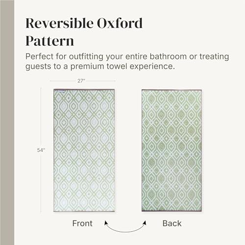 Modern Threads 6 Piece Bath Towel Set – Bathroom Set with 2 Bath Towels, 2 Hand Towels, and 2 Wash Cloths – 100% Cotton, Super Absorbent & Extra Soft – Reversible Classic Diamond (Sage Green)