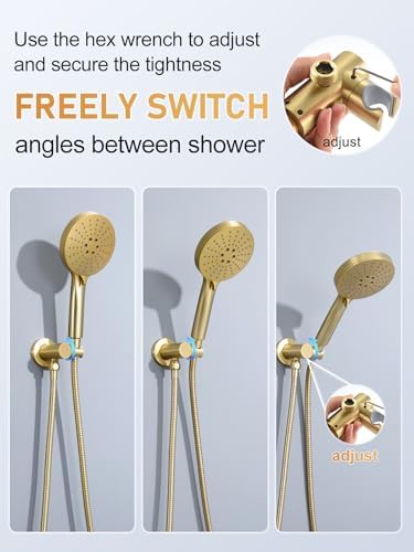 Woindo Shower Faucet Set 10" Rain Shower Head/8'' Side Shower Head and 3 Setting Handheld Ceiling Mount 3 Push Button Diverter Complete Rainfall Round Shower System Included Valve Trim Kit