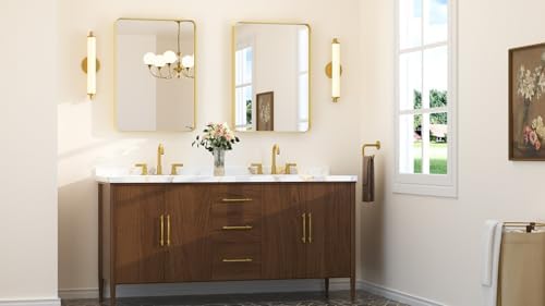 Keonjinn 22 x 30 Inch Brushed Gold Bathroom Mirrors for Over Sink