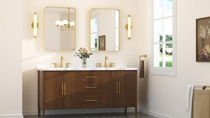 Keonjinn 22 x 30 Inch Brushed Gold Bathroom Mirrors for Over Sink