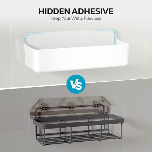 Nieifi Adhesive Shower Shelves, White, 3 Pieces
