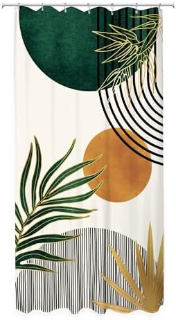 KOMLLEX Small Stall Mid Century Green Boho Half Bathroom Shower Curtain Set