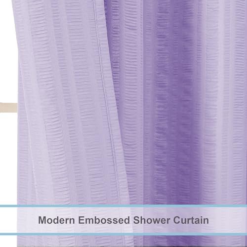 Aiyufeng Light Purple Shower Curtain for Bathroom, Embossed Textured Fabric Shower Curtain for Bathroom - Soft Cloth & Hotel Spa, Machine Washable, 72X96,Light Purple