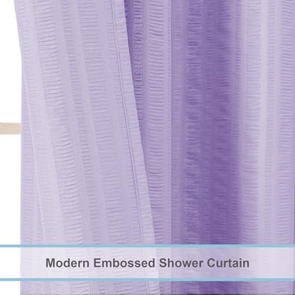 Aiyufeng Light Purple Shower Curtain for Bathroom, Embossed Textured Fabric Shower Curtain for Bathroom - Soft Cloth & Hotel Spa, Machine Washable, 72X96,Light Purple