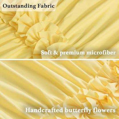 Homechoice Decor Bright Yellow Shower Curtain with 12 Buttonholes