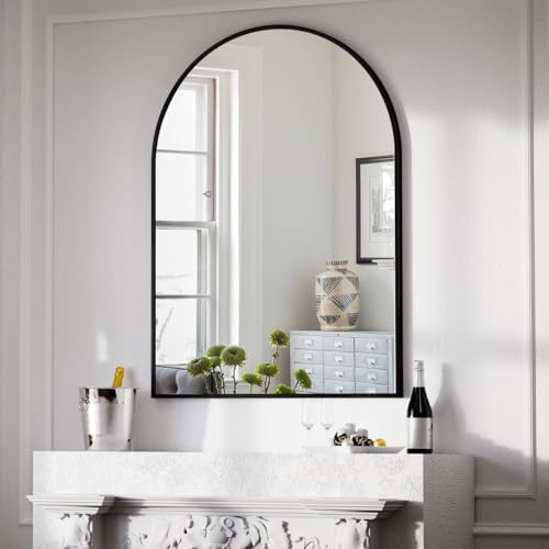 BEAUTYPEAK 30"x40" Arch Bathroom Wall Mirror, Black