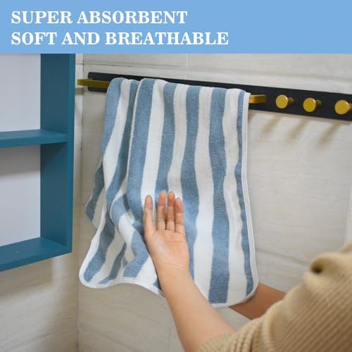 KinHwa Blue Hand Towels for Bathroom, Microfiber, 16x30 Inch, 2 Pack