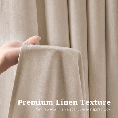 BTTN Tan Ringless Linen Textured Shower Curtain with Snap in Liner, 72x75