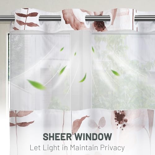 WITHLOC No Hook Floral Shower Curtain with Liner, Blush, 71x74