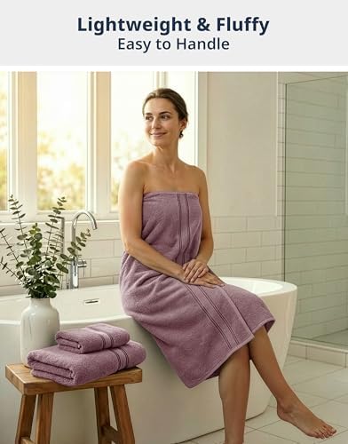 LANE LINEN Bath Towel Set Absorbent Quick Dry 100% Cotton - Wishful Mauve