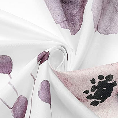 Gibelle Plum Beige Watercolor Floral Fabric Shower Curtain, 72x72