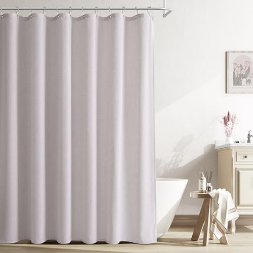 Naturoom Linen Shower Curtain 90 Inch Long for Bathroom Champagne 1 Panel