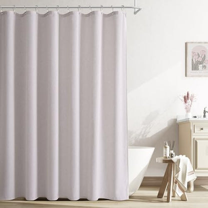 Naturoom Linen Shower Curtain 90 Inch Long for Bathroom Champagne 1 Panel