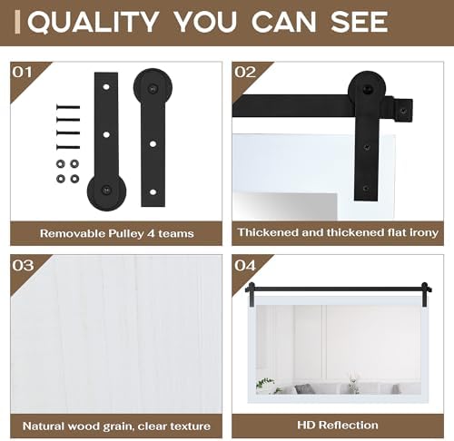 COGOOD Farmhouse Bathroom Mirrors for Over Sink - 30 x 49 Pure White