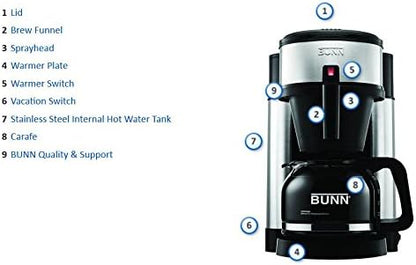 BUNN BT BT Speed Brew 10-Cup Thermal Carafe Home Coffee Brewer, Black
