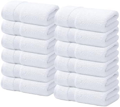Infinitee Xclusives 100% Cotton Luxury Wash Cloths for Showering - 12 Pack