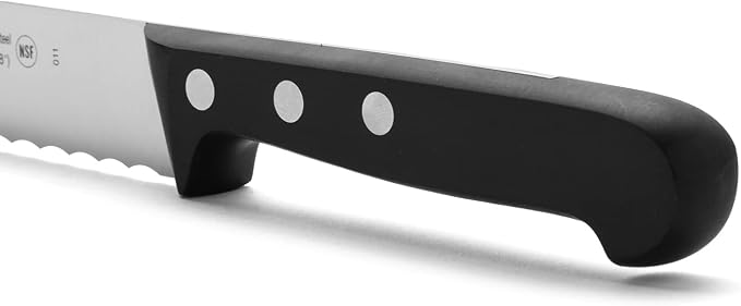 Arcos Bread Knife 8 Inch Nitrum Stainless Steel and 200 mm blade. Obtain a great variety of cuts for your food. Ideal knife for daily domestic use. Series Universal. Color Black