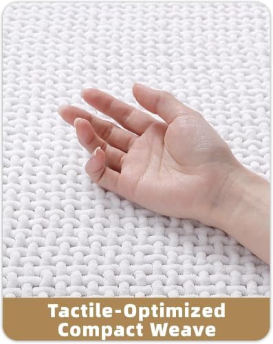 Color&Geometry 17"x29" Chenille Pile Bathroom Rugs Upgraded Denser,White