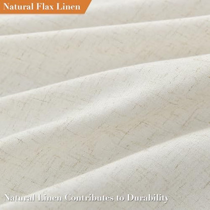 Nanspring Extra Long Natural Boho Linen Shower Curtain 86 Inch Rustic Earthy Chic Shower Curtain Set with Hooks Modern Vintage Aesthetic Style Weighted Tassel Decor for Bathroom 72x86, Cream