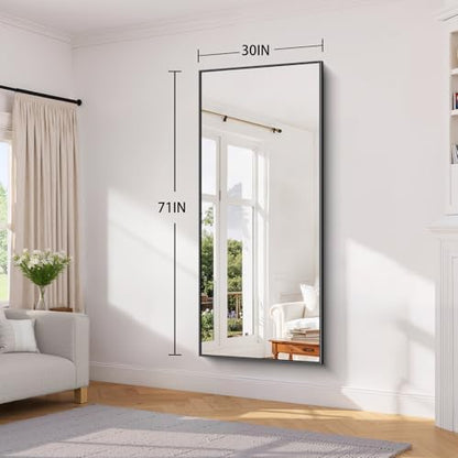 Koonmi Black Bathroom Mirror for Over Sink,Metal Framed 30"x71" Wall Mirror