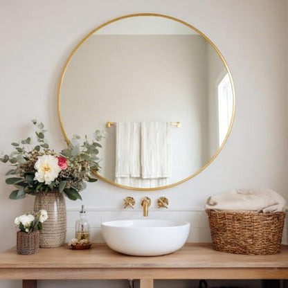 Sunniry Big Circle Mirror 36 inch, Gold Round Mirror, Brushed Metal Frame