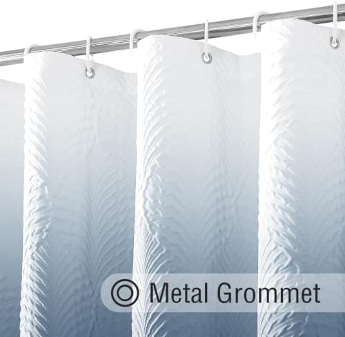 Gibelle 72x84 Extra Long Shower Curtain, Ombre Fog Blue 3D Embossed Half Bath Curtain