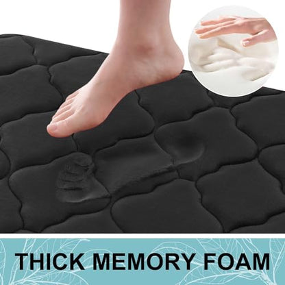 OLANLY Memory Foam Bath Mat Rug 59x24, Ultra Soft and Absorbent Bathroom Rugs, Non-Slip, Comfortable, Machine Washable Bath Carpet for Bathroom Floor, Tub, Shower and Home Decor Accessories, Black