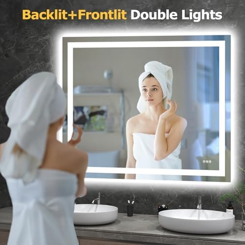 Hivone 48"X40" LED Bathroom Mirror with Lights, UL Listed