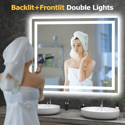 Hivone 48"X40" LED Bathroom Mirror with Lights, UL Listed