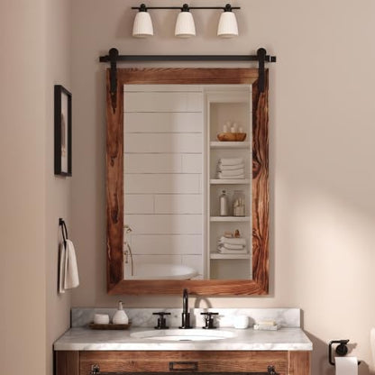 COGOOD Farmhouse Bathroom Mirrors for Over Sink - 38 x 25 Brown