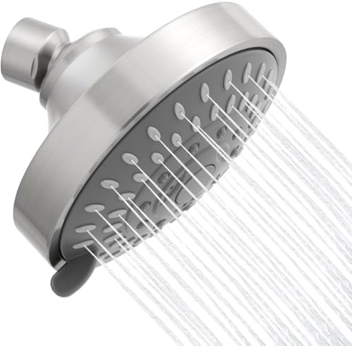 AISOSO High Pressure Rain Shower Head 5 Mode Showerhead 4.1" Brushed Nickel